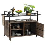 Outdoor Wicker Bar Cart for Patio and Pool Parties