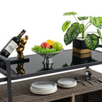 Outdoor Wicker Bar Cart for Patio and Pool Parties