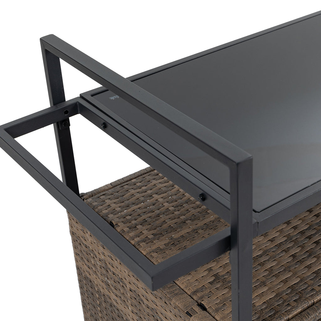 Outdoor Wicker Bar Cart for Patio and Pool Parties