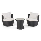 Outdoor Wicker Patio Chair Set – 3 Piece Conversation Furniture with Table - Summer Furniture