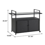 Outdoor Wicker Bar Cart for Patio and Pool Parties