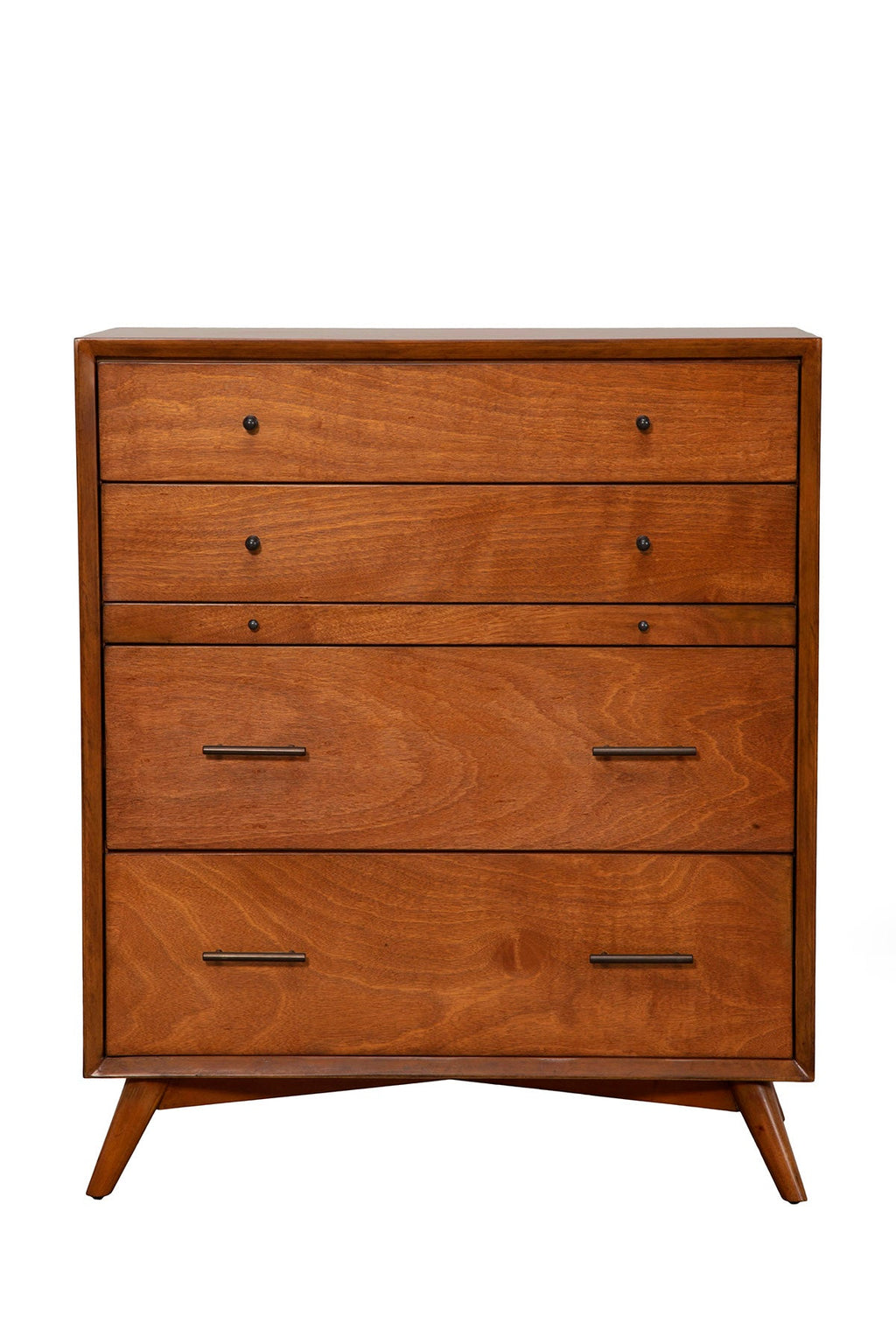 Sonoma Mid-Century 4-Drawer Chest with Pull-Out Tray Brown Chestnut