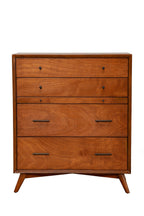 Sonoma Mid-Century 4-Drawer Chest with Pull-Out Tray Brown Chestnut