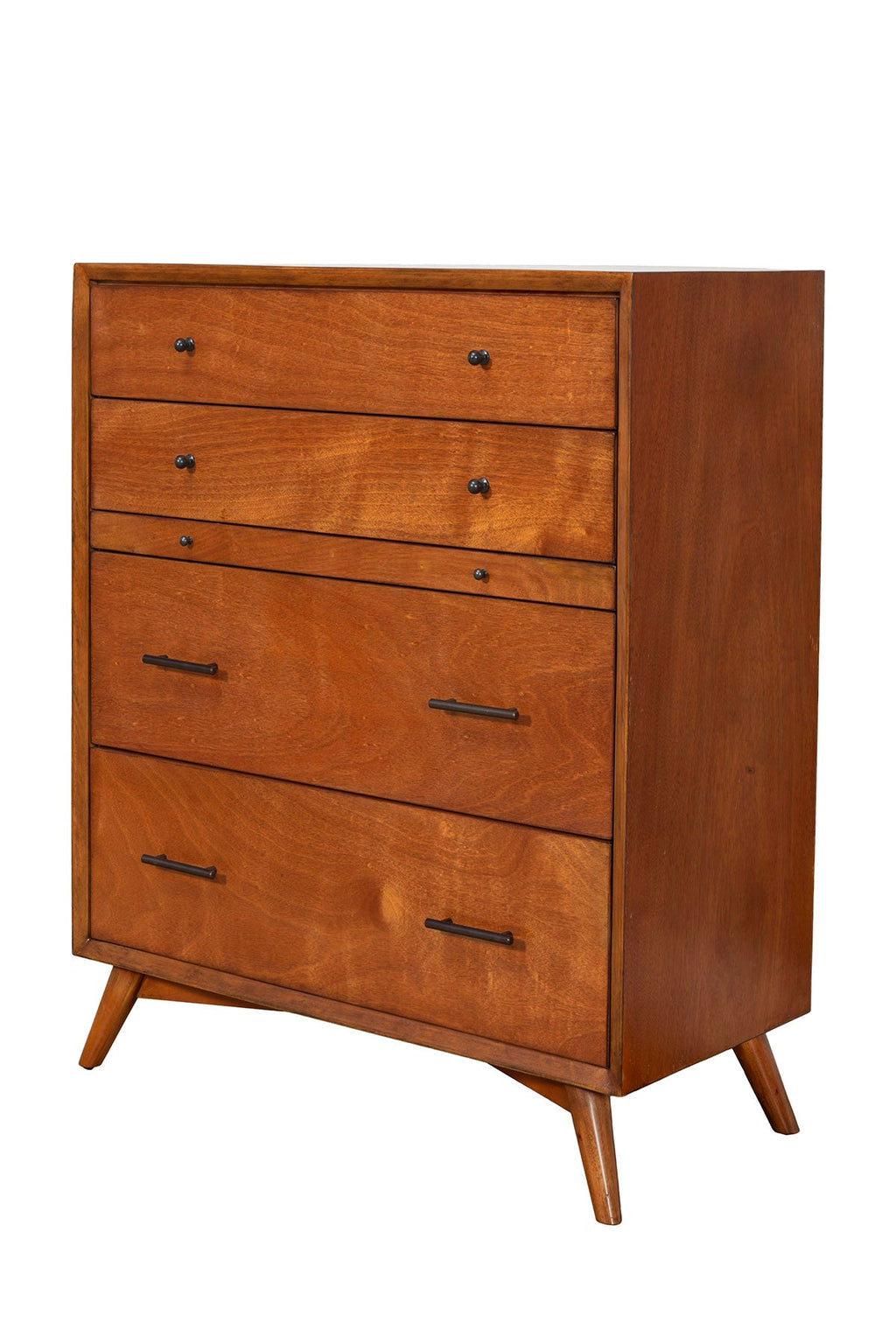 Sonoma Mid-Century 4-Drawer Chest with Pull-Out Tray Brown Chestnut
