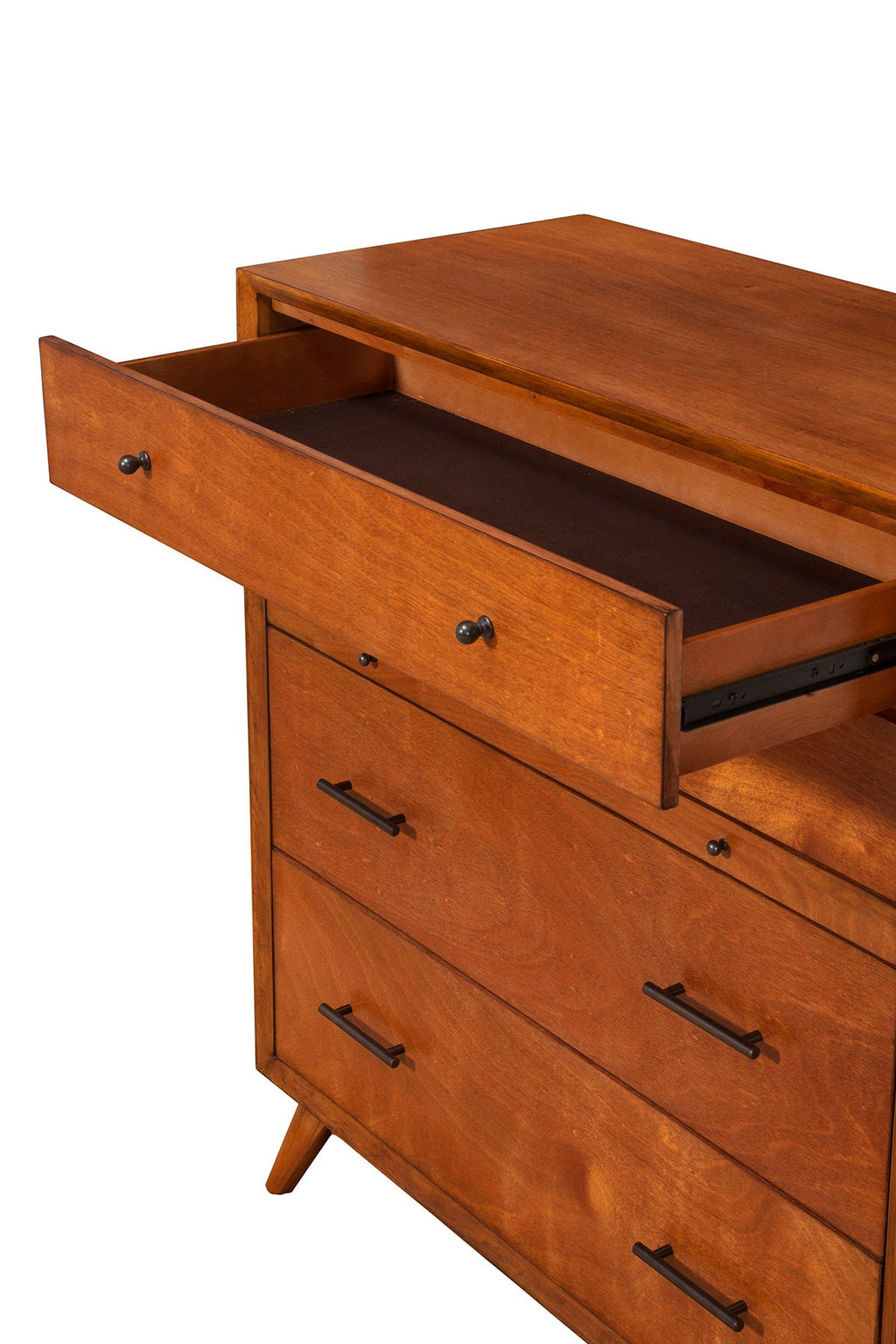 Sonoma Mid-Century 4-Drawer Chest with Pull-Out Tray Brown Chestnut