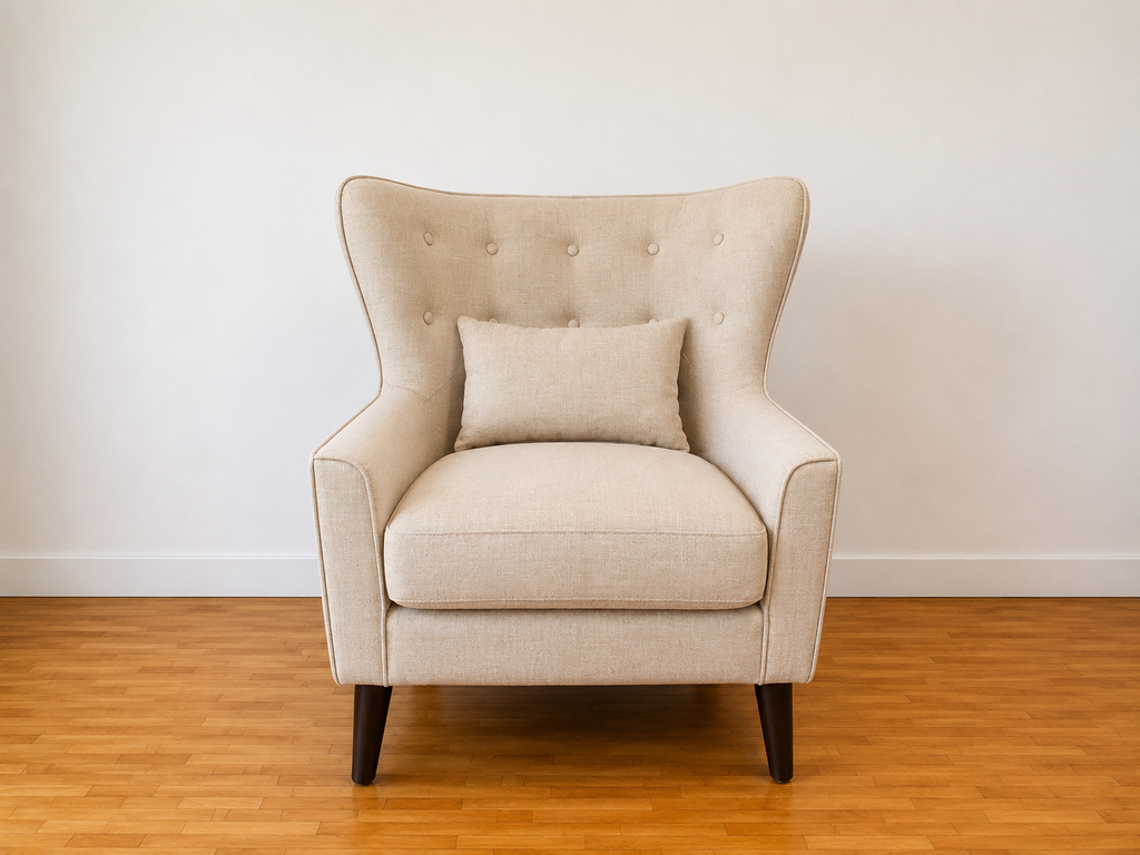 Versailles Wingback Accent Chairs Set | Tufted | Beige