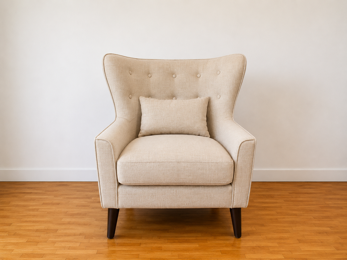 Versailles Wingback Accent Chairs Set | Tufted | Beige