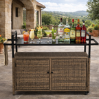 Outdoor Wicker Bar Cart for Patio and Pool Parties