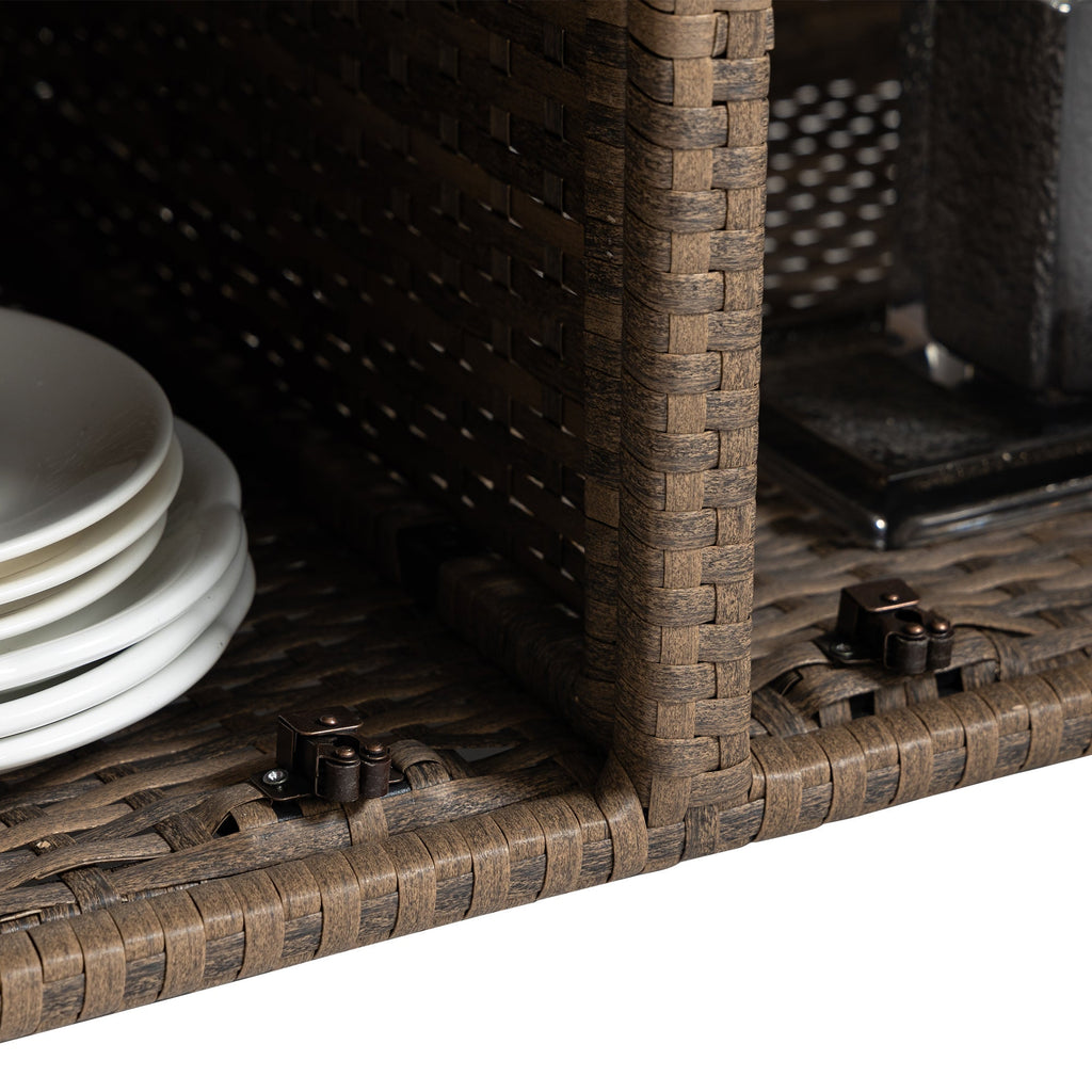 Outdoor Wicker Bar Cart for Patio and Pool Parties