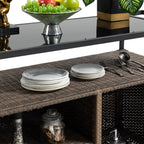 Outdoor Wicker Bar Cart for Patio and Pool Parties