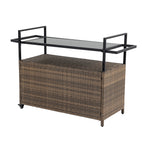 Outdoor Wicker Bar Cart for Patio and Pool Parties