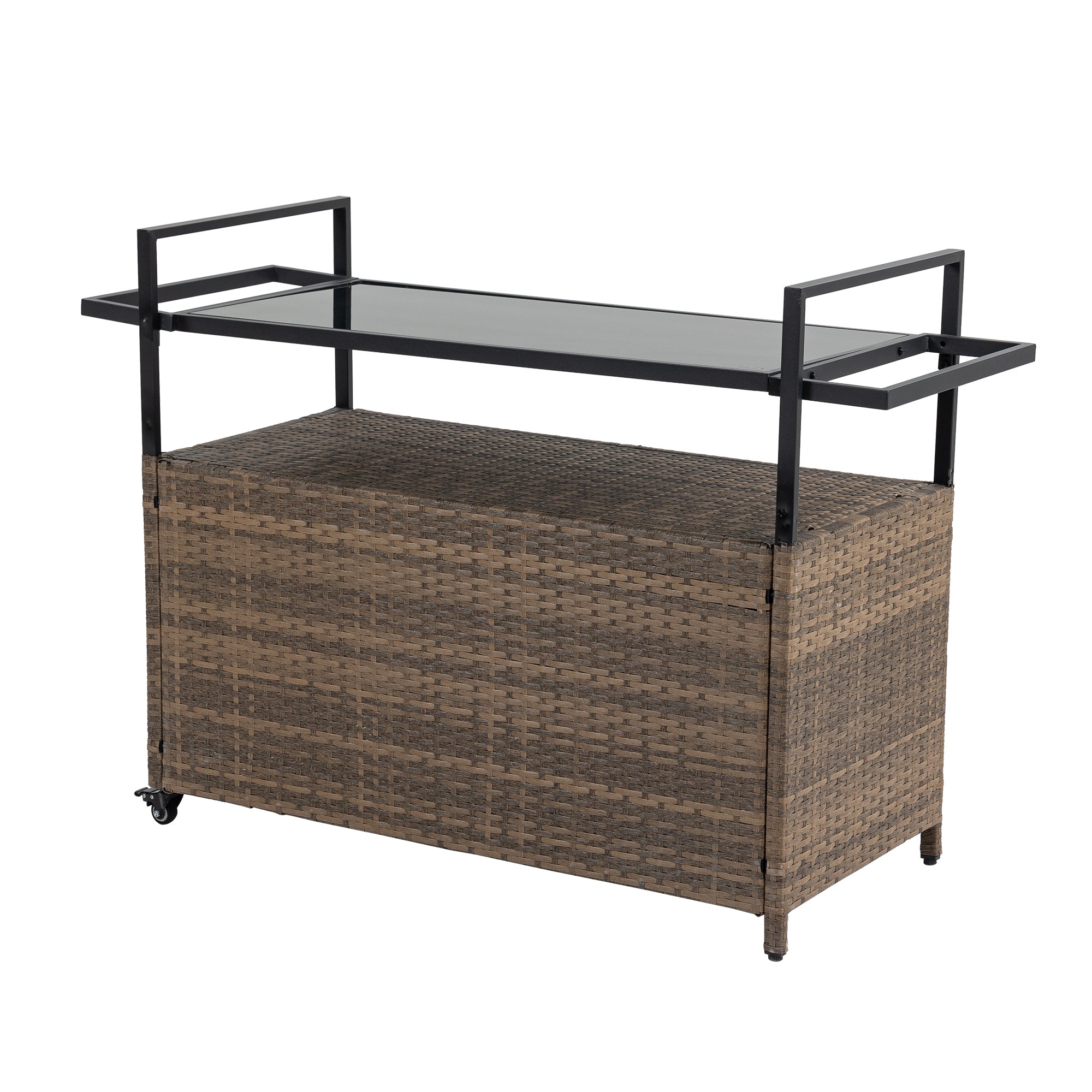 Outdoor Wicker Bar Cart for Patio and Pool Parties
