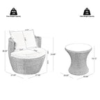 Outdoor Wicker Patio Chair Set – 3 Piece Conversation Furniture with Table - Summer Furniture