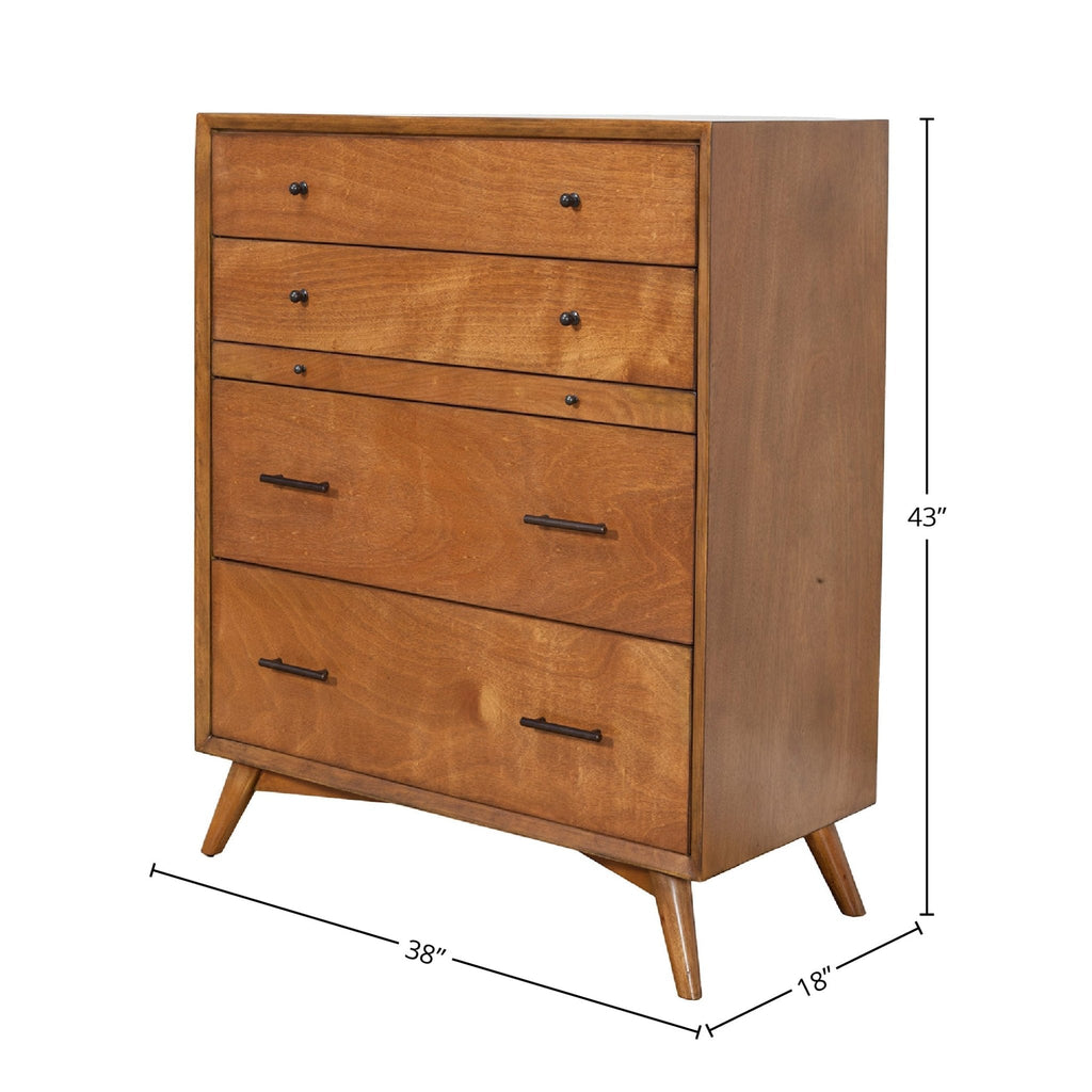 Sonoma Mid-Century 4-Drawer Chest with Pull-Out Tray Brown Chestnut