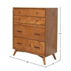 Sonoma Mid-Century 4-Drawer Chest with Pull-Out Tray Brown Chestnut