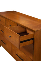 Sonoma Mid Century 7-Drawer Dresser Brown Chestnut Wood