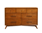 Sonoma Mid Century 7-Drawer Dresser Brown Chestnut Wood