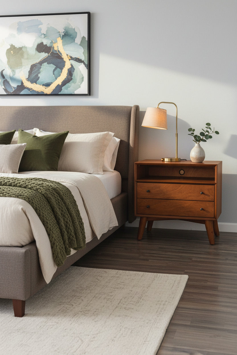 Sonoma Mid Century 2-Drawer Large Nightstand Brown