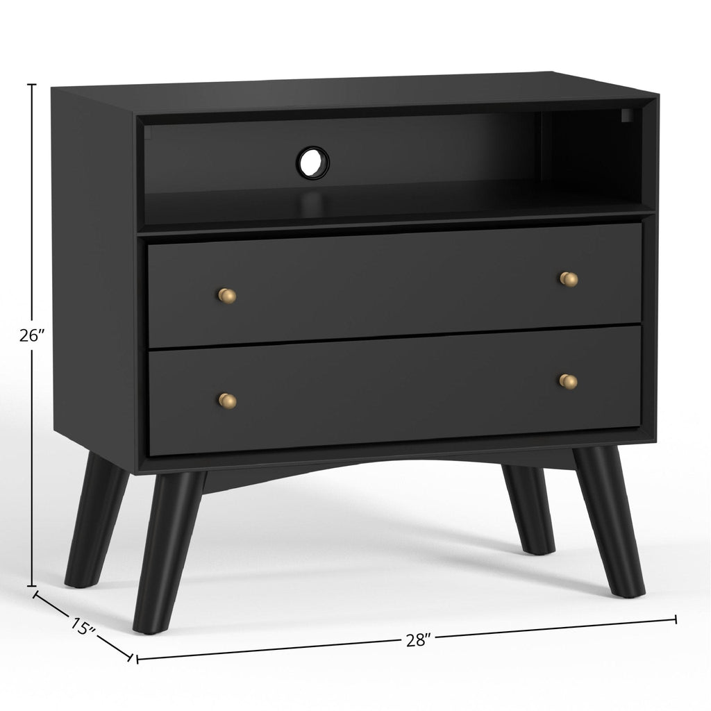 Sonoma Mid Century 2-Drawer Large Nightstand Black