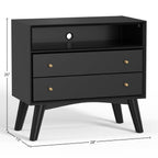 Sonoma Mid Century 2-Drawer Large Nightstand Black