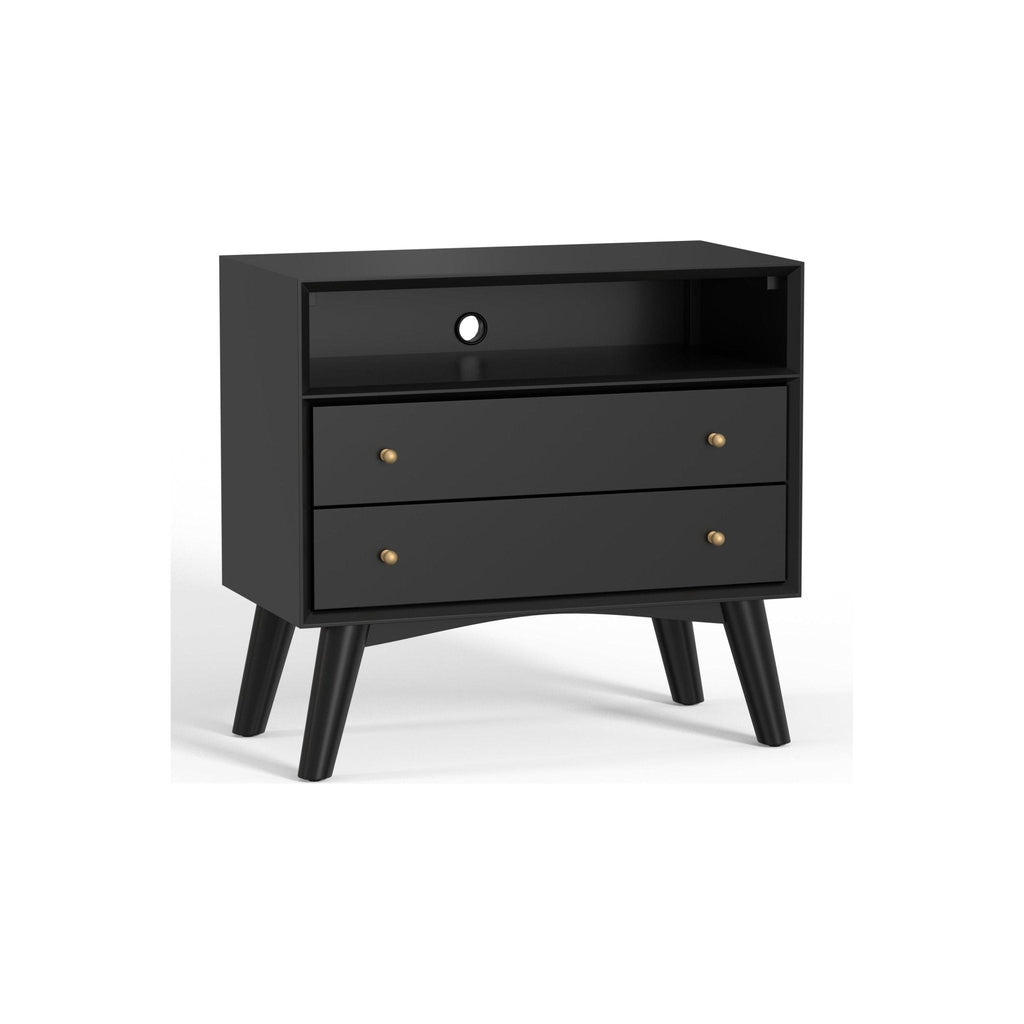 Sonoma Mid Century 2-Drawer Large Nightstand Black