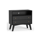 Sonoma Mid Century 2-Drawer Large Nightstand Black
