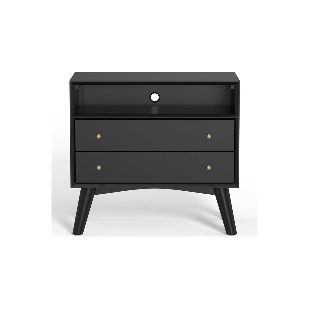 Sonoma Mid Century 2-Drawer Large Nightstand Black