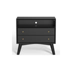 Sonoma Mid Century 2-Drawer Large Nightstand Black