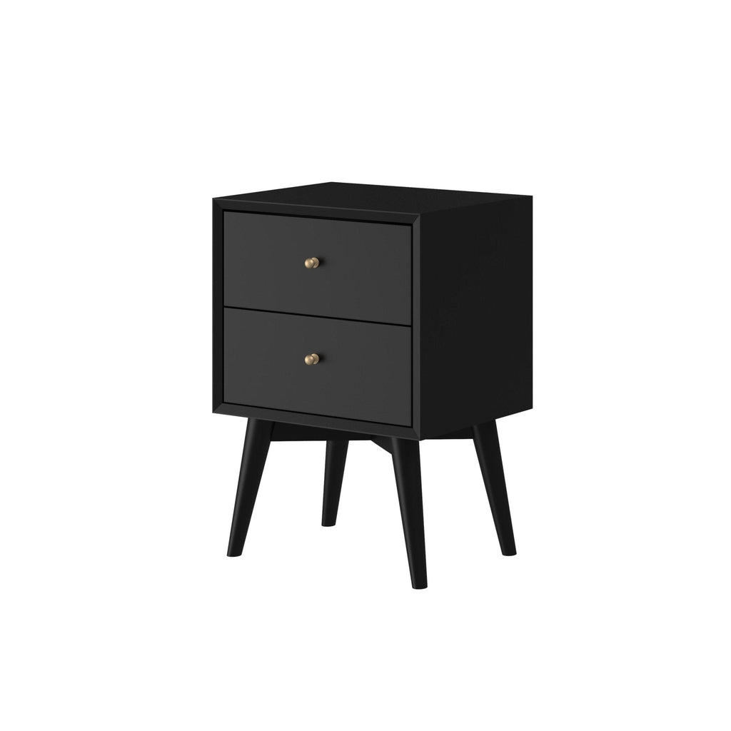Sonoma Mid Century 2-Drawer Nightstand Black Mahogany Wood