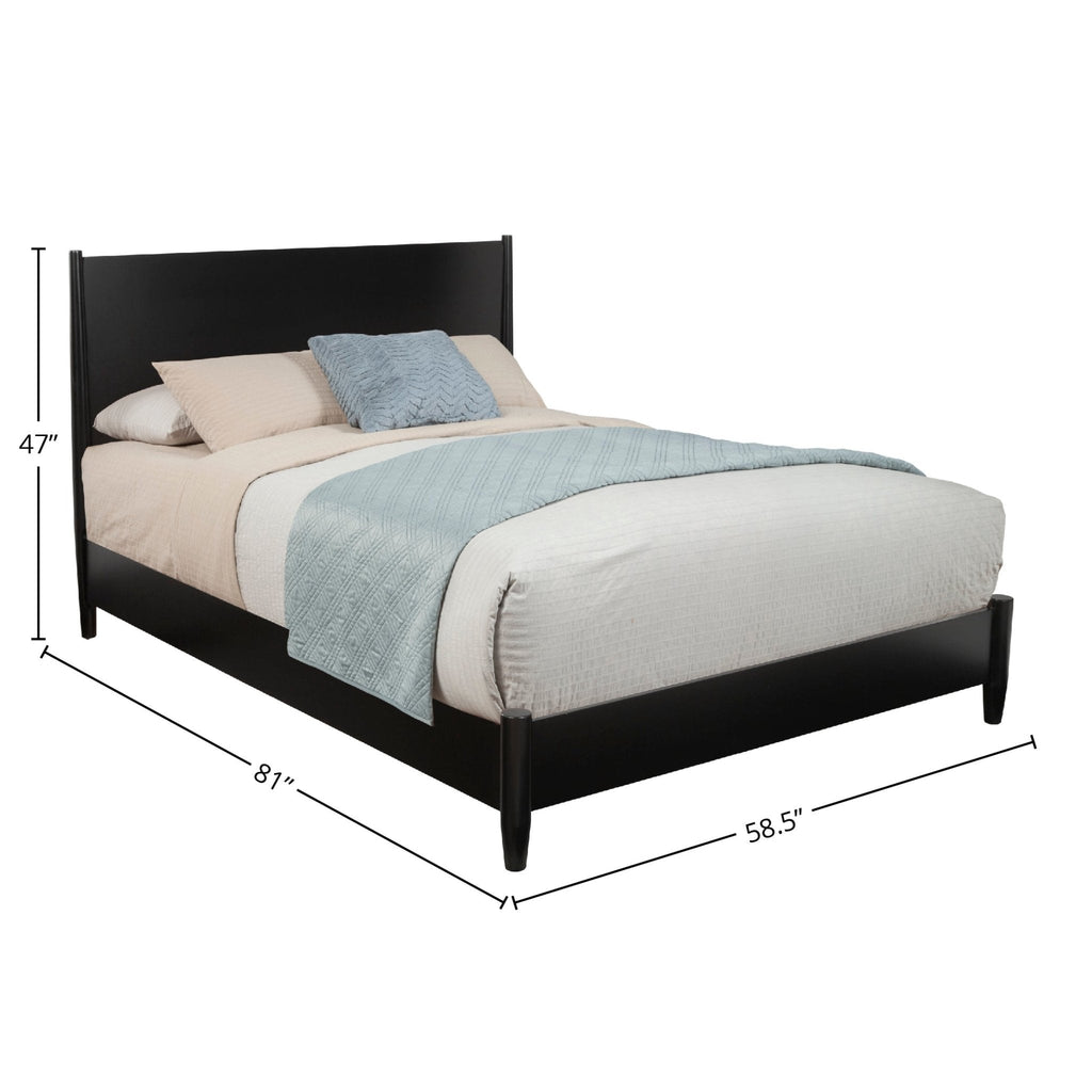Bed with dimensions labeled on a white background
