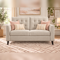 Versailles 48" Beige Tufted Loveseat Mid Century Modern