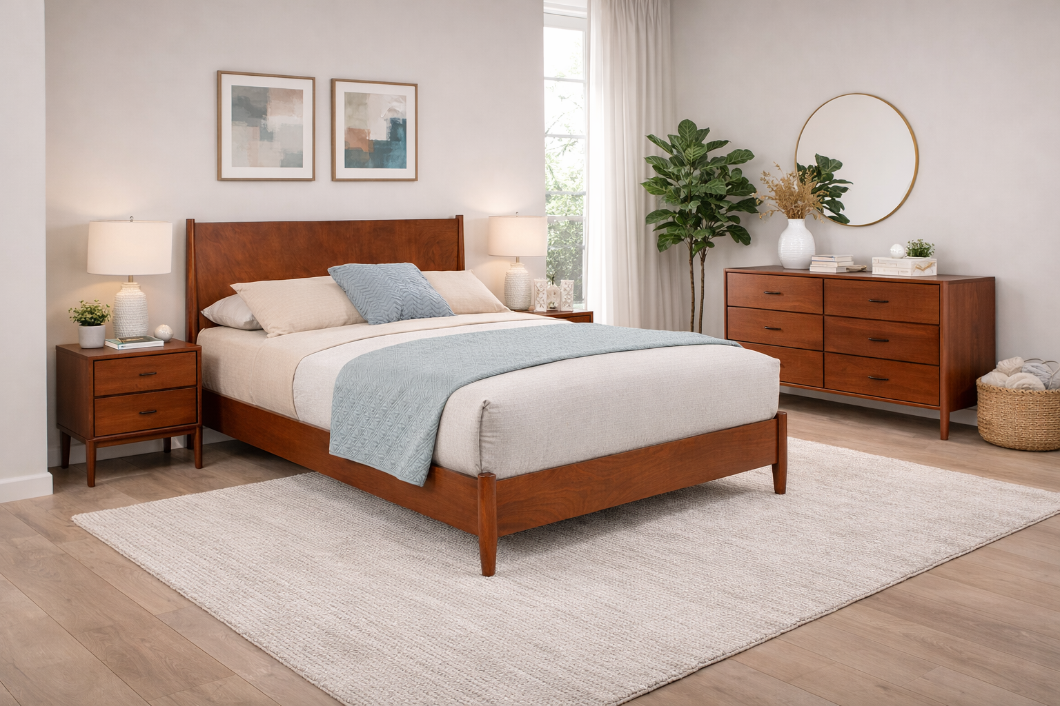 Sonoma Mid Century Platform Bed Frame Brown - Queen, King, Full