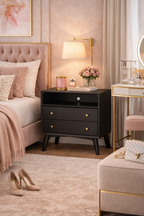 Sonoma Mid Century 2-Drawer Large Nightstand Black
