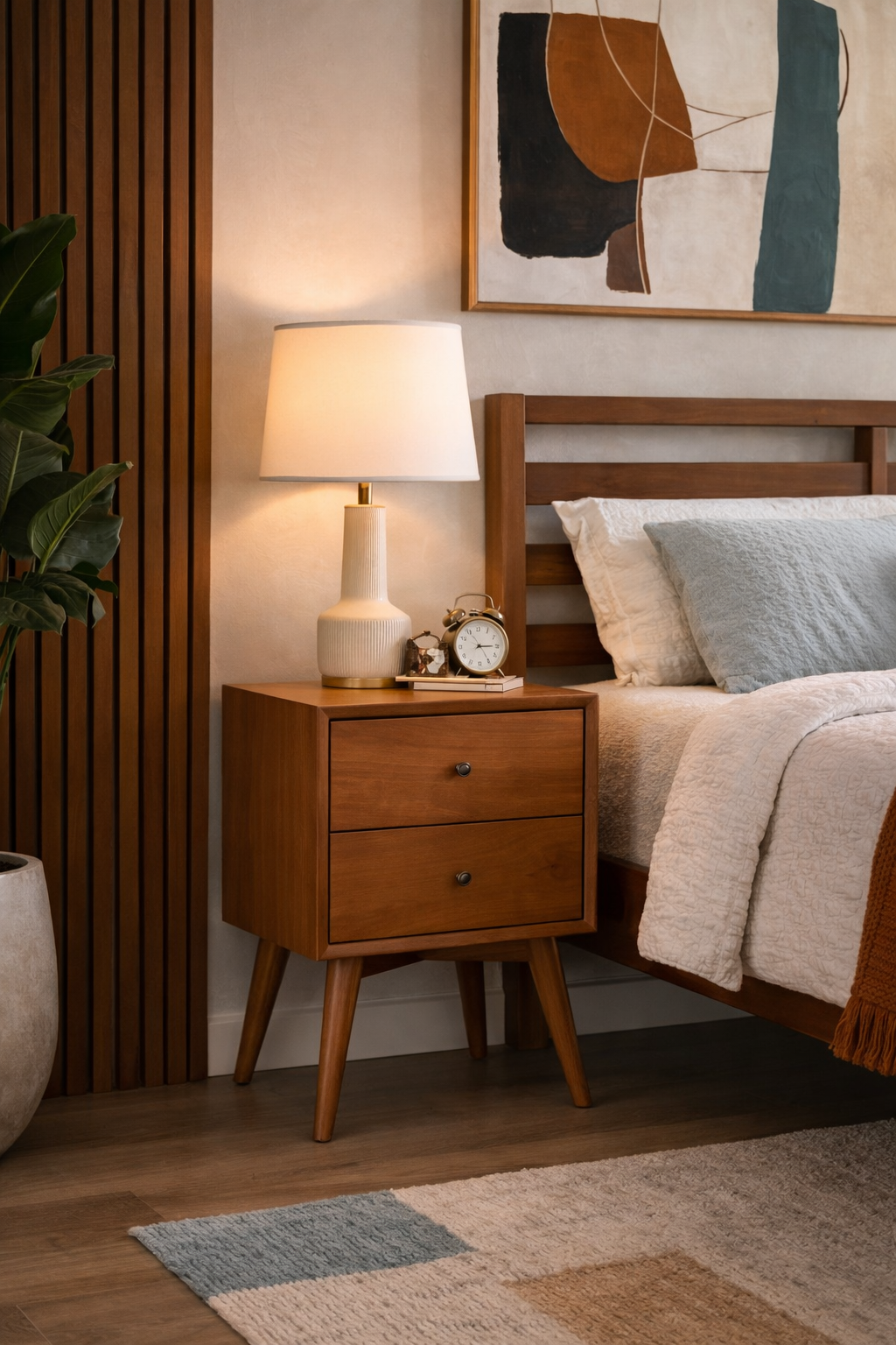 Sonoma Mid Century Nightstand 2-Drawer Solid Mahogany - Chestnut Brown