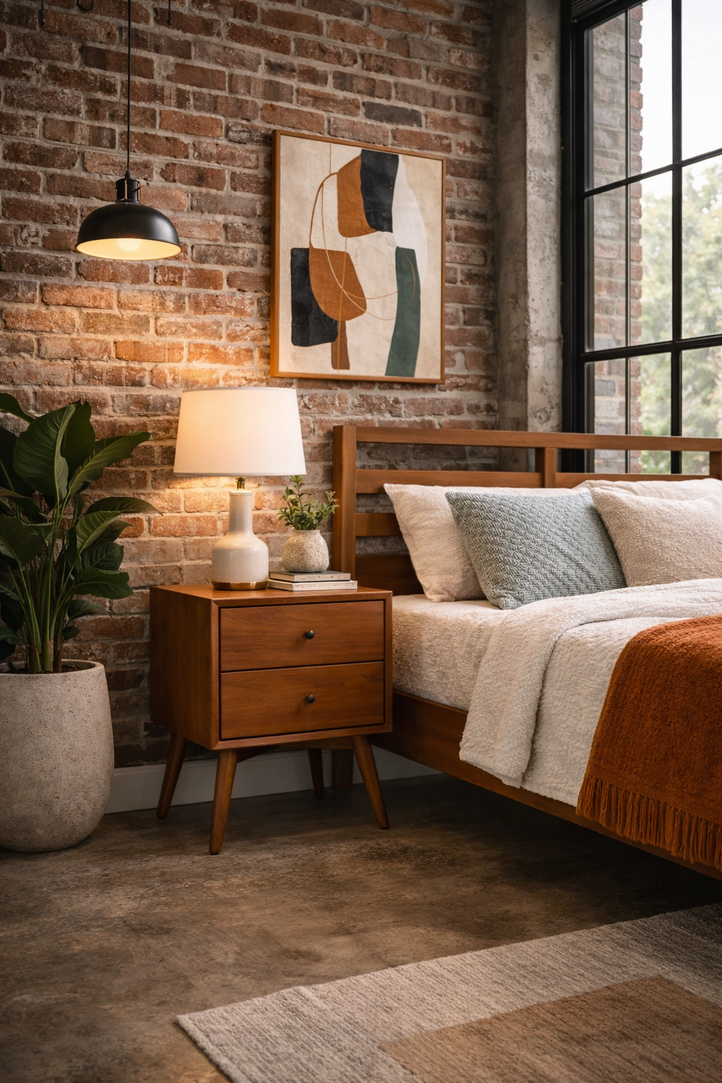 Sonoma Mid Century Nightstand 2-Drawer Solid Mahogany - Chestnut Brown