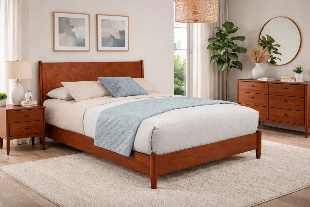 Sonoma Mid Century Platform Bed Frame Brown - Queen, King, Full