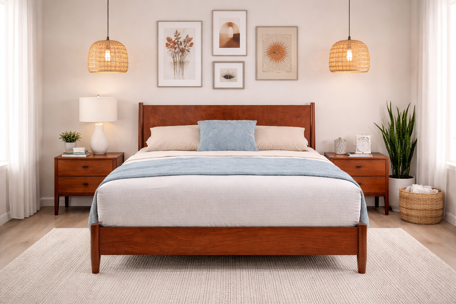 Sonoma Mid Century Platform Bed Frame Brown - Queen, King, Full